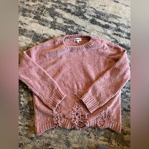 About Us Dusty Rose Chenille Distressed Sweater size XS